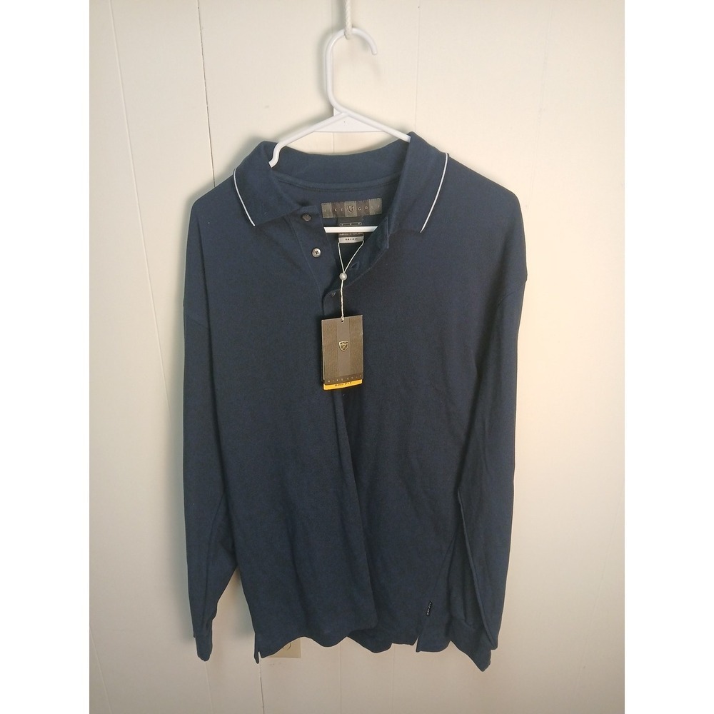 New Nike  Mens Medium Navy Dri-FIT Golf  Long Sleeve Top Shirt Y2K Button Up!!